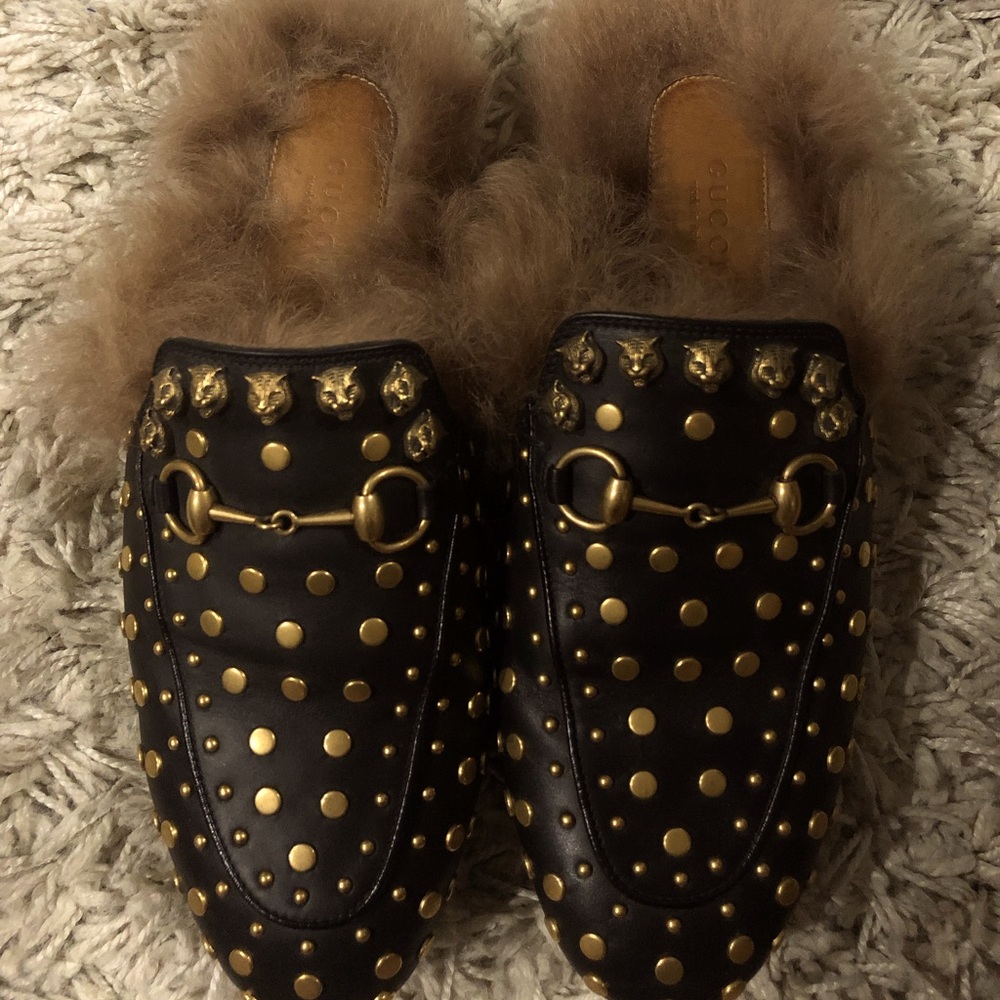 Gucci Kangaroo Studded Slides / Slippers